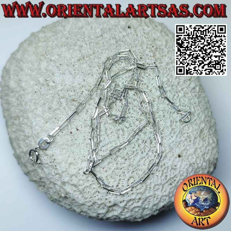 Halskette aus 925 ‰ Silber, mit 2 x 5 mm quadratischen Ringen