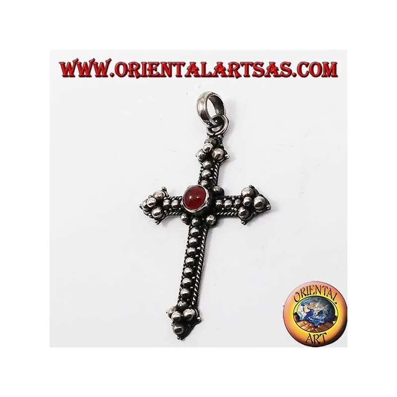 colgante de plata, cruce con cornalina