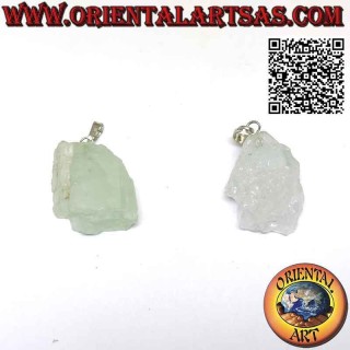 Aigue-marine Brute Naturelle | Pendentif Métal Hypoallergénique