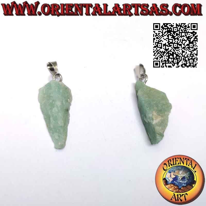 Pendentif Amazonite Naturelle Brute | Métal Hypoallergénique