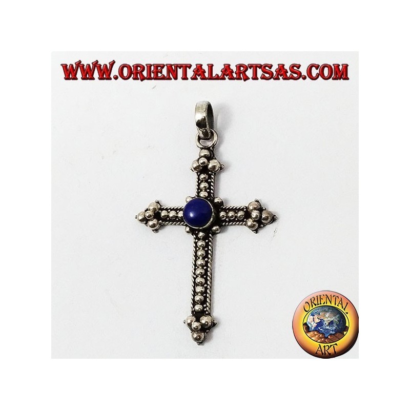 Pendentif argent, traverser avec lapis-lazuli 