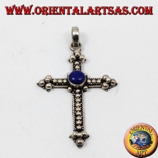 Pendentif argent, traverser avec lapis-lazuli 