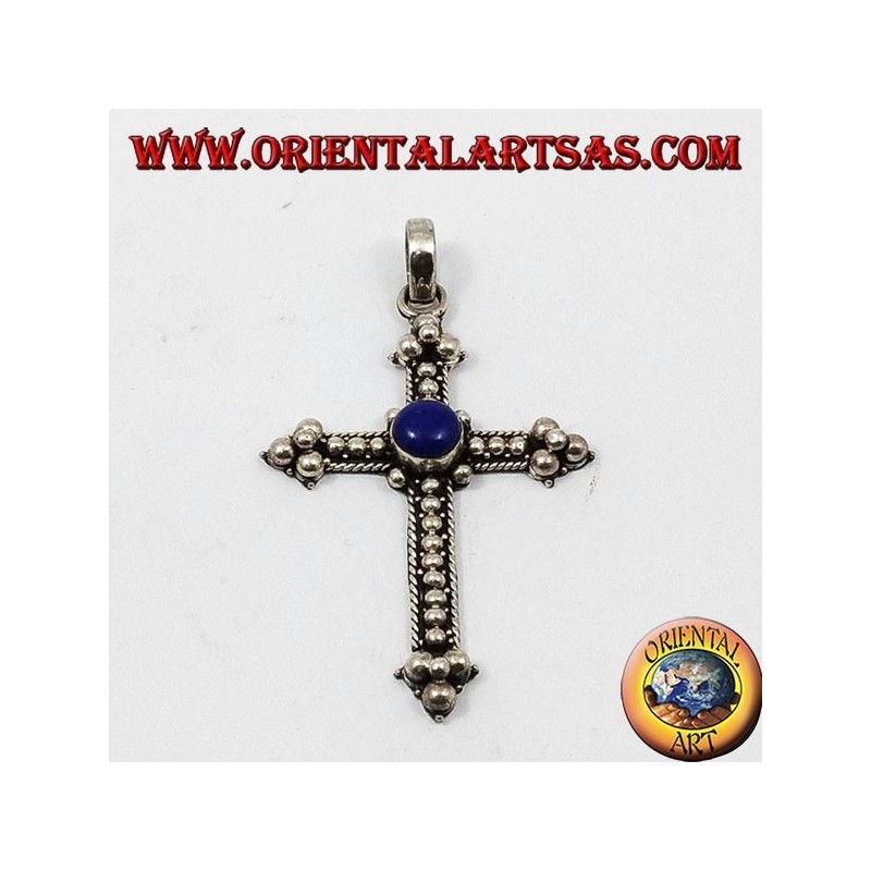 Pendentif argent, traverser avec lapis-lazuli 
