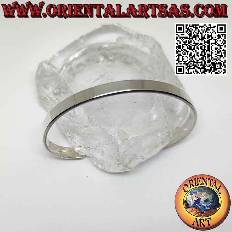 Smooth and flat 925 ‰ silver rigid bracelet (6 mm wide)