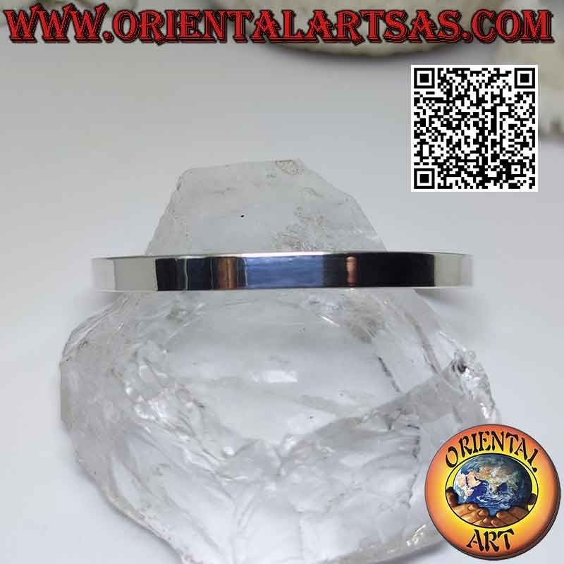 Glattes und flaches starres Armband aus 925 ‰ Silber (6 mm breit)