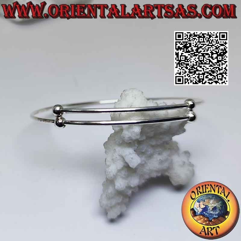 Bracelet cercle rigide en argent 925‰ avec fermoir coulissant réglable (boules)