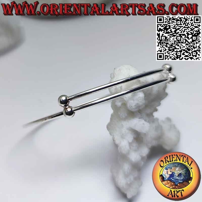 Bracciale rigido in argento 925‰ a cerchio con chiusura scorrevole regolabile (palline)