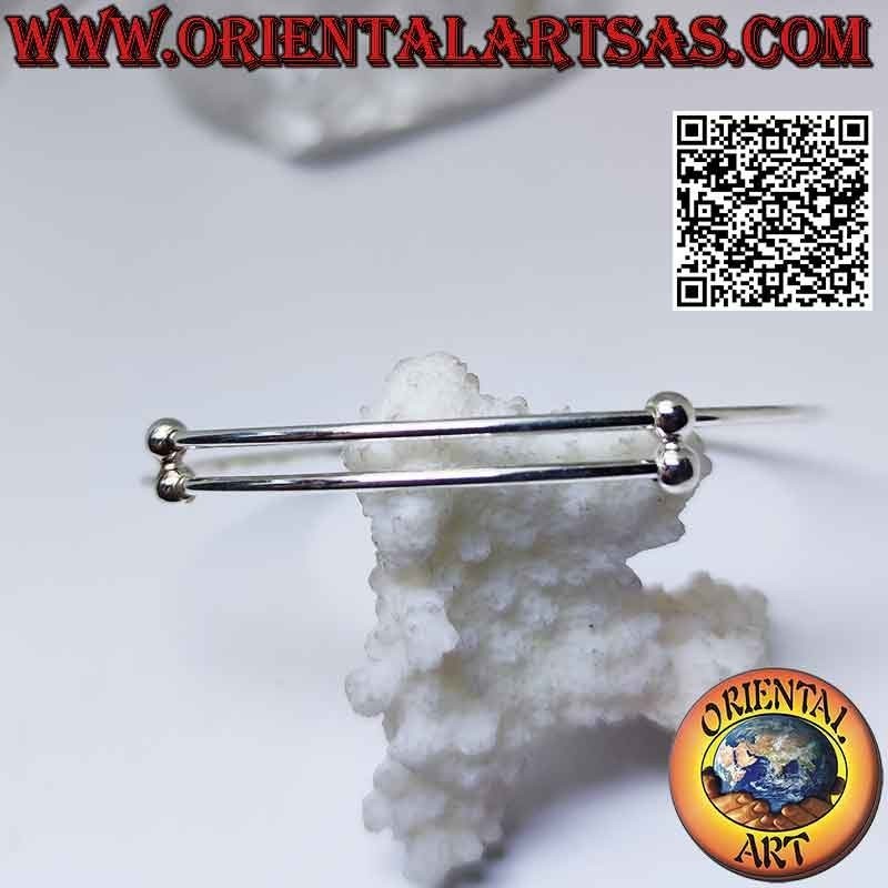 Bracelet cercle rigide en argent 925‰ avec fermoir coulissant réglable (boules)