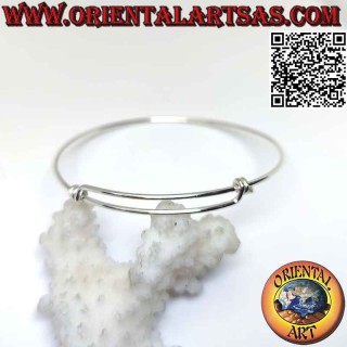 Bracelet cercle rigide en argent massif 925‰ avec fermoir coulissant réglable (fil)