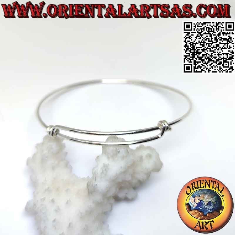 Bracelet cercle rigide en argent massif 925‰ avec fermoir coulissant réglable (fil)