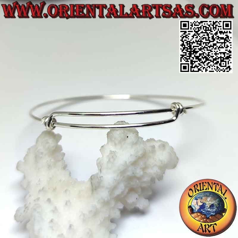 Bracelet cercle rigide en argent massif 925‰ avec fermoir coulissant réglable (fil)