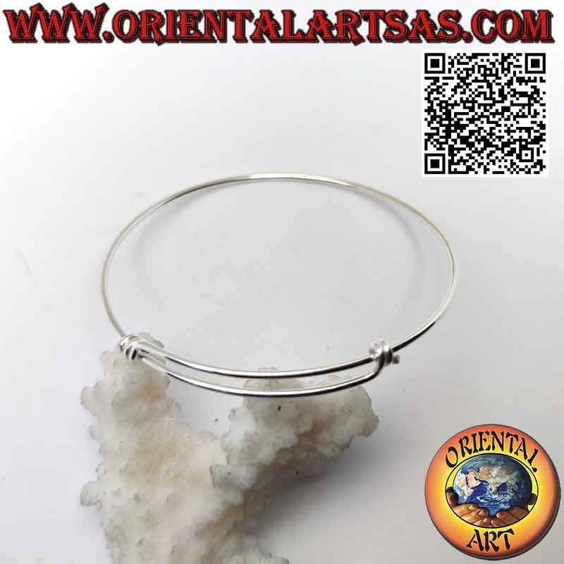 Bracelet cercle rigide en argent massif 925‰ avec fermoir coulissant réglable (fil)