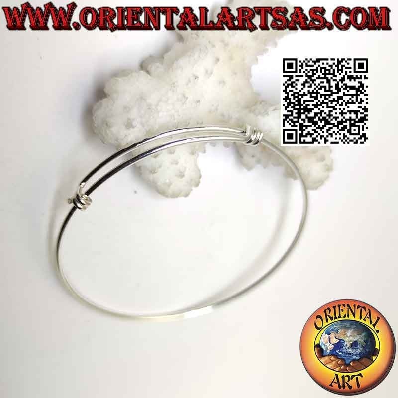 Bracelet cercle rigide en argent massif 925‰ avec fermoir coulissant réglable (fil)