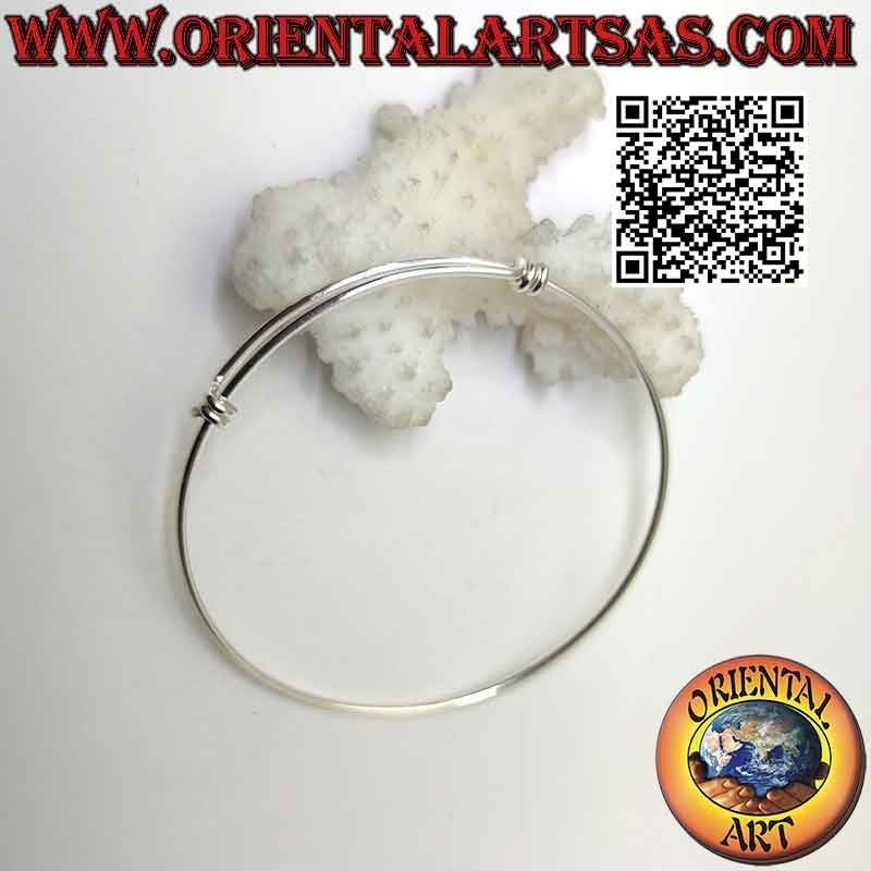 Bracelet cercle rigide en argent massif 925‰ avec fermoir coulissant réglable (fil)