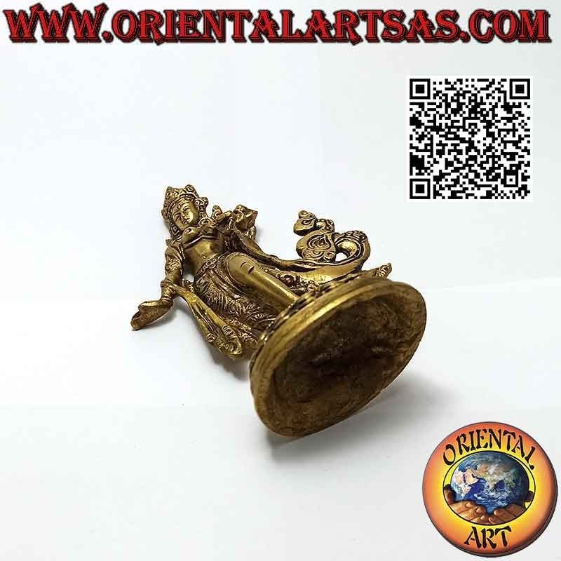 Scultura di Tara verde danzante, dea protettrice del Tibet, in ottone da 13 cm