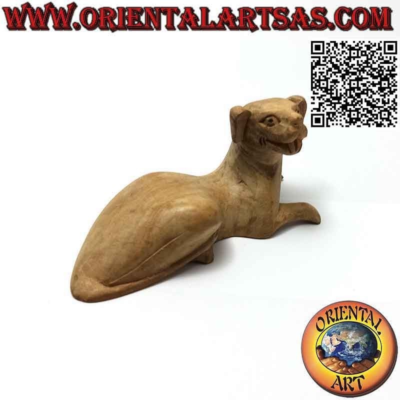 Sculpture "the lying cuddly dog" in 10 cm hibiscus wood