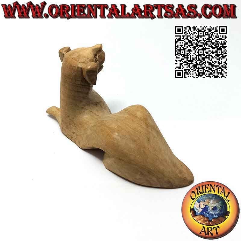 Scultura "il cane coccolone sdraiato" in legno di ibisco da 10 cm