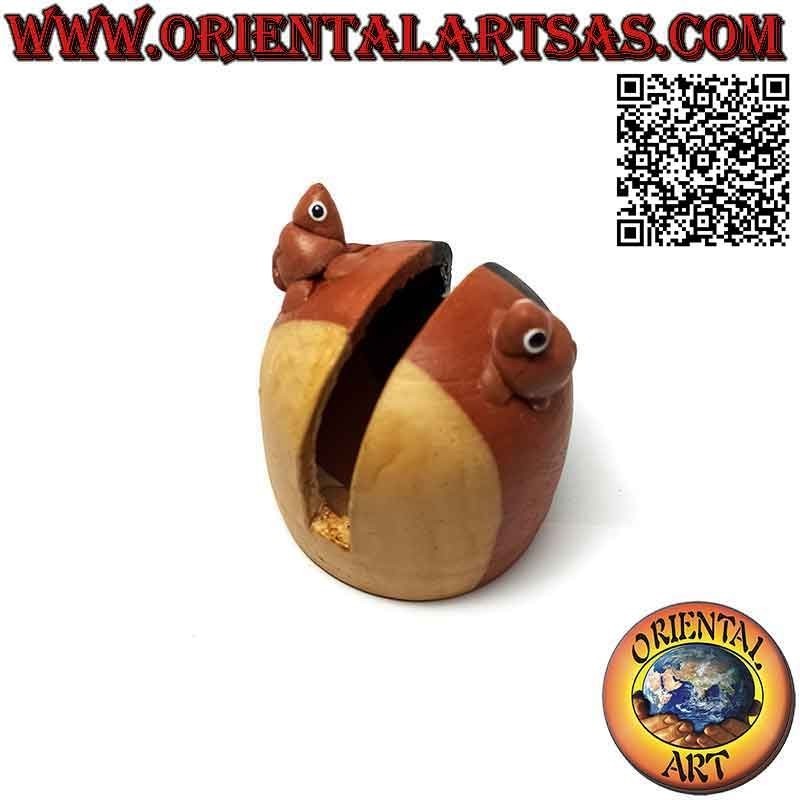 Portalettere / Portatovaglioli con ranocchio in terracotta realizzato a mano