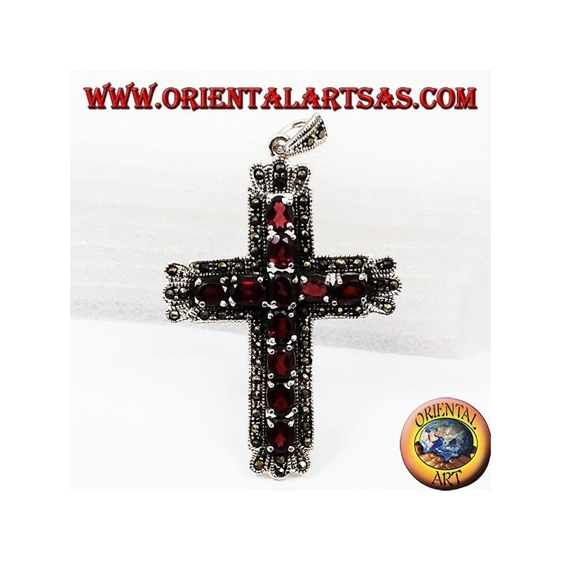 Anhänger von 'Silber Kreuz mit Granaten und marcassiti