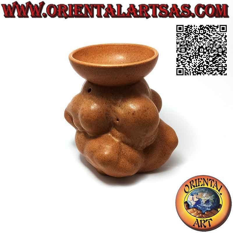 Quemador para aceites esenciales en forma de "Yogui", el maestro del yoga (feng shui zen) en cerámica