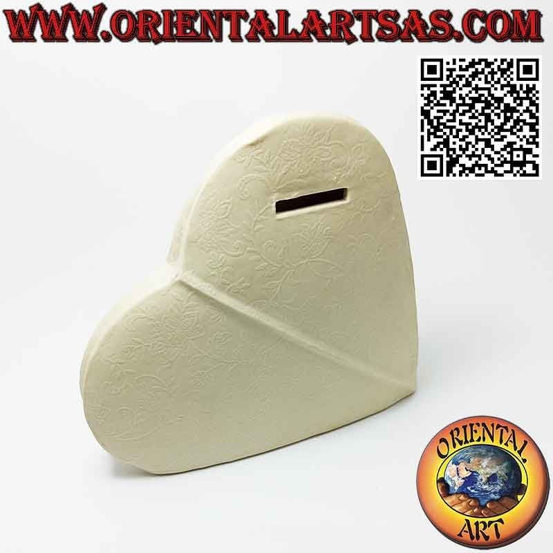 Heart money box with ceramic flowers