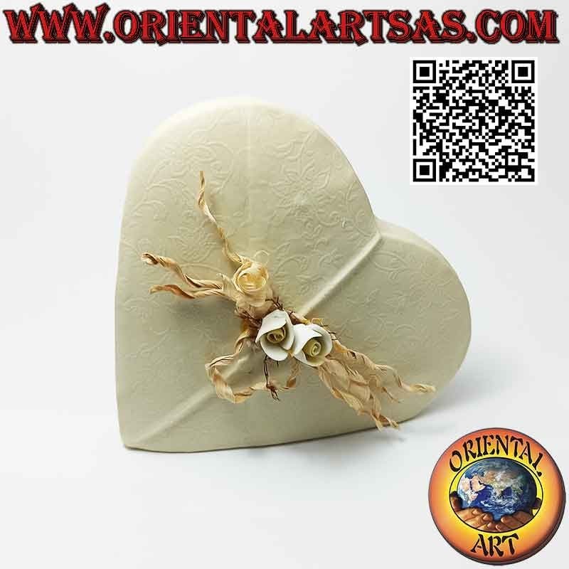 Heart money box with ceramic flowers