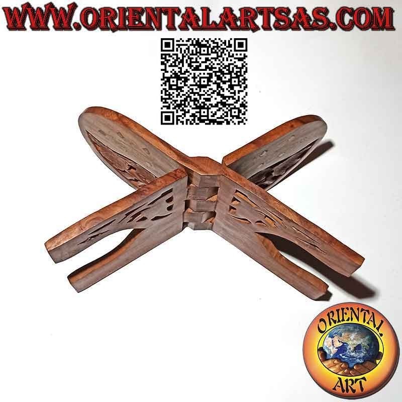 Leggio / supporto per libri tradizionale arabo con decoro floreale e trafori, in legno di palissandro