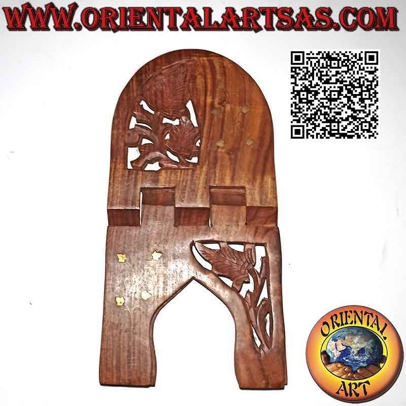 Leggio / supporto per libri tradizionale arabo con decoro floreale e trafori, in legno di palissandro