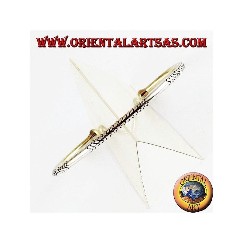 Bracelet en argent, sculpté à la main profil rond