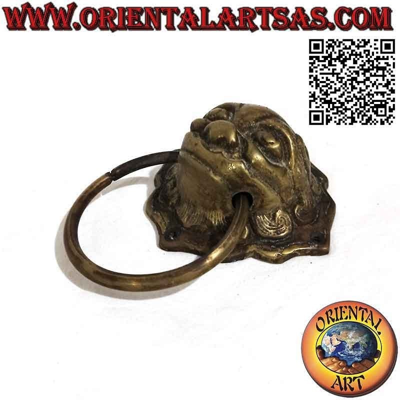 Demon-shaped Nepalese handle for trunks and chests in pure brass