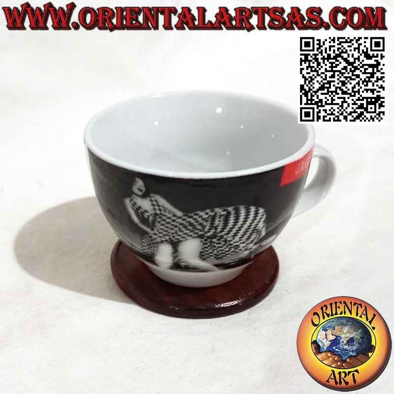 Round coaster in 7 cm walnut-colored teak wood