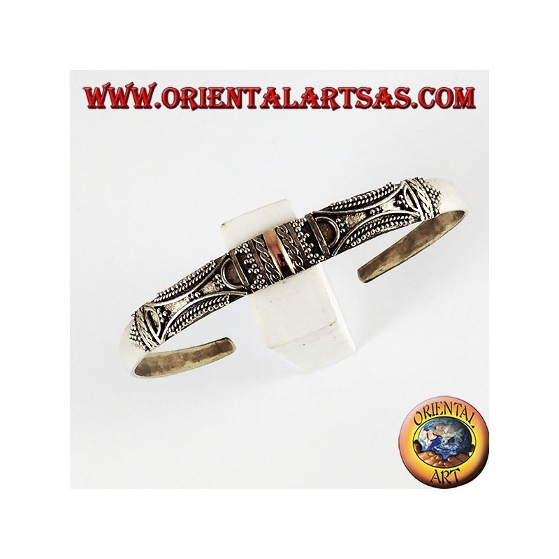 bracelet en argent, avec des plaques 14 carats d'or à la main