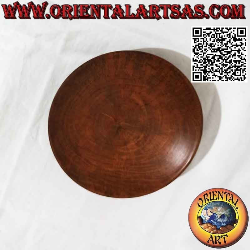 Vaciabolsillos - Plato redondo en madera de caoba con base (20 cm)