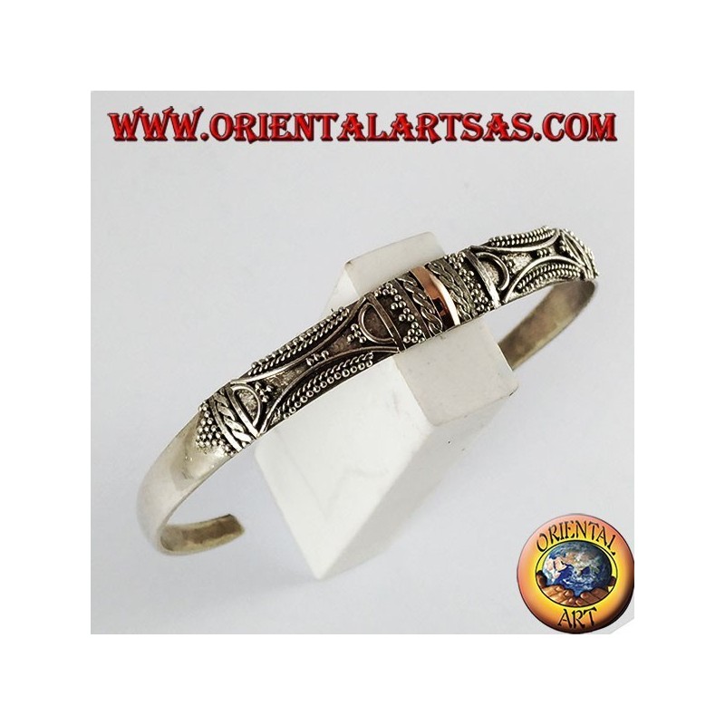 pulsera de plata, con placas de oro de 14 quilates hecho a mano