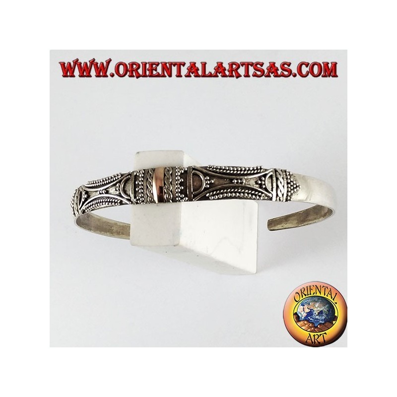 Bracciale d'argento, con placchette in oro 14 carati fatto a mano