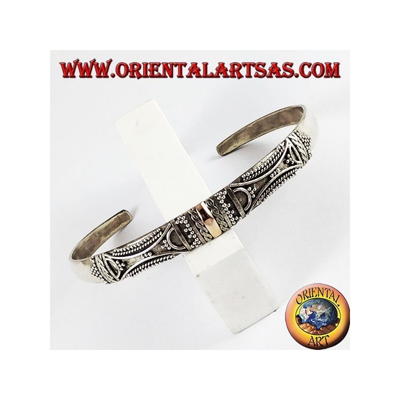 pulsera de plata, con placas de oro de 14 quilates hecho a mano