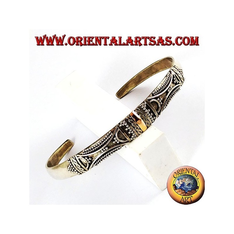 pulsera de plata, con placas de oro de 14 quilates hecho a mano