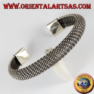 Bracelet argent, tissage net courbe souple