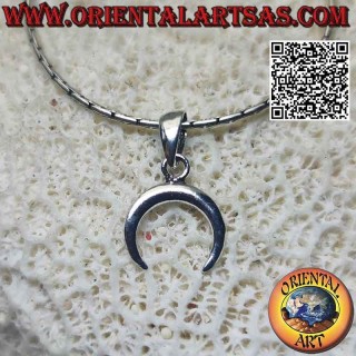 Ciondolo in argento, mezzaluna wicca con punte verso il giù (liscia e bifacciale) 11 mm