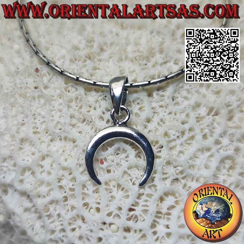 Pendentif en argent, croissant wicca pointes vers le bas (lisse et double face) 11 mm