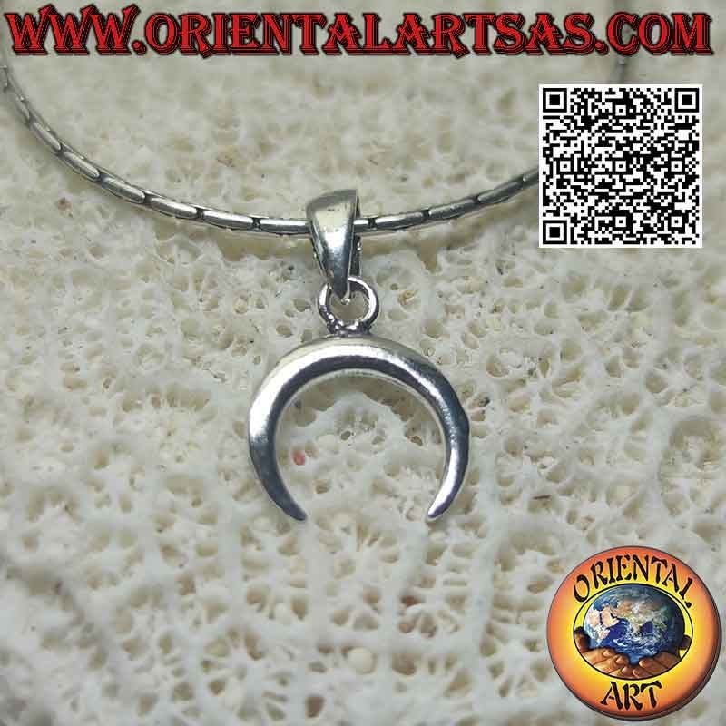 Pendentif en argent, croissant wicca pointes vers le bas (lisse et double face) 11 mm