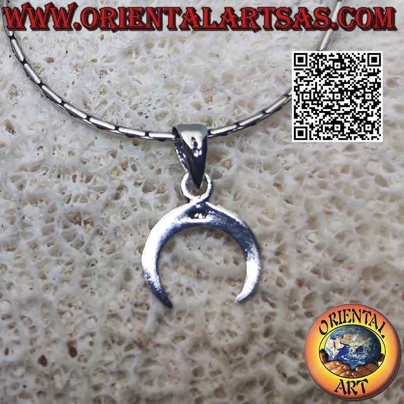 Pendentif en argent, croissant wicca pointes vers le bas (lisse et double face) 11 mm