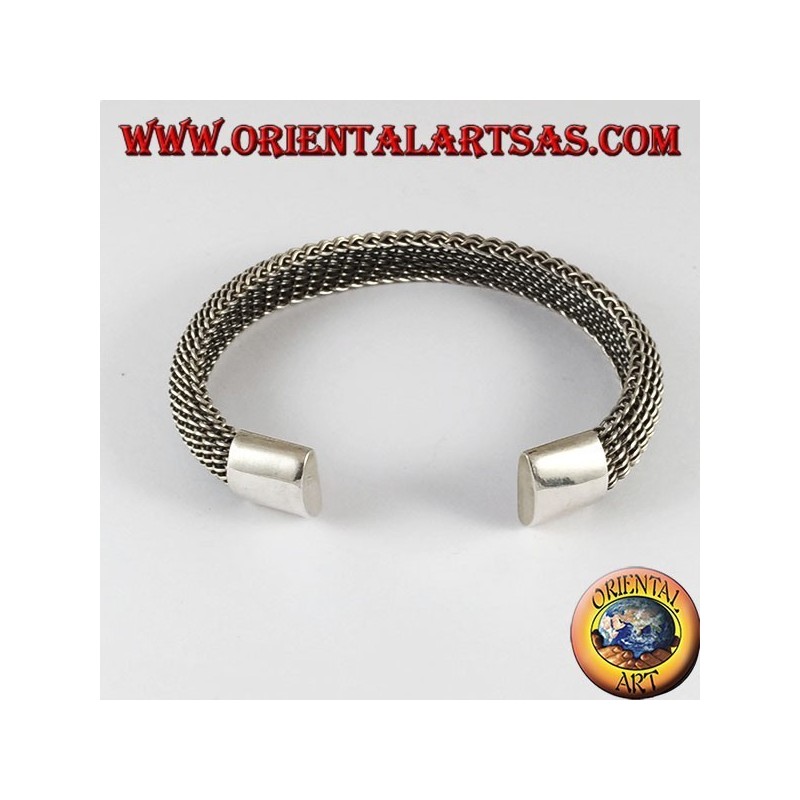 Bracelet argent, tissage net courbe souple