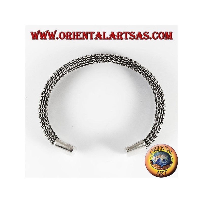 Bracciale d'argento, intreccio a rete flessibile curva