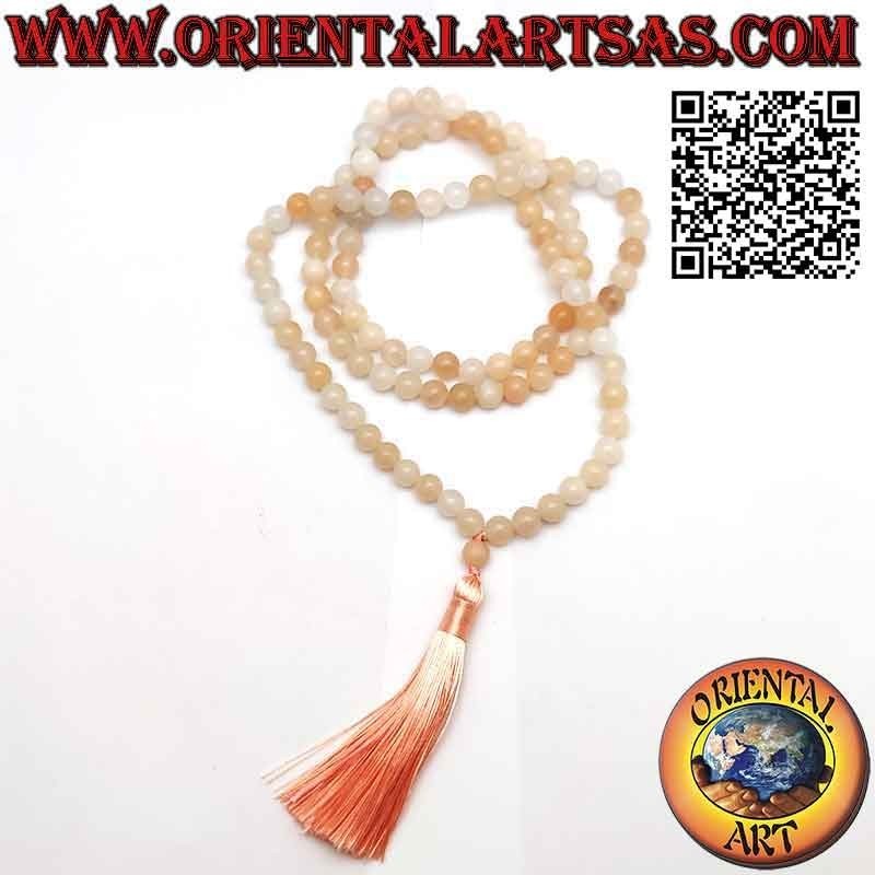 Mālā (Japamālā) Buddhistischer Rosenkranz aus 108 Perlen von 9 mm. in naturrosa Aventurin