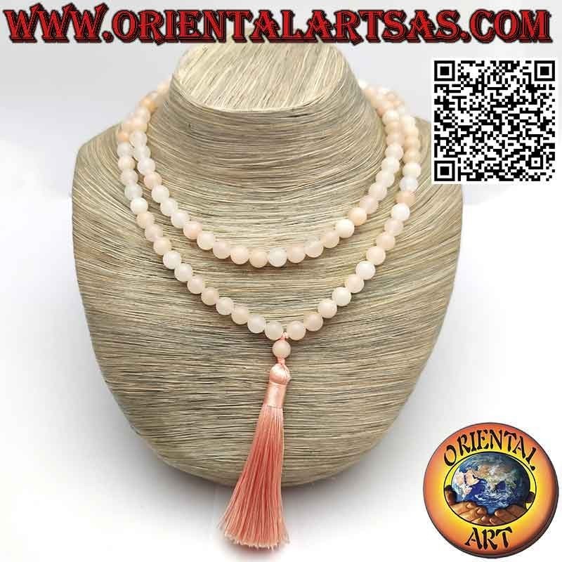Mālā (Japamālā) Buddhist rosary of 108 beads of 9 mm. in natural pink aventurine