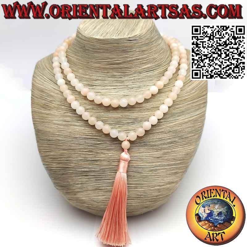 Mālā (Japamālā) Buddhist rosary of 108 beads of 9 mm. in natural pink aventurine