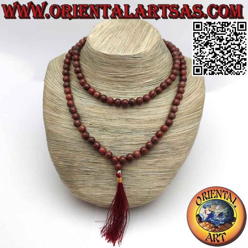 Mālā (Japamālā) Buddhist rosary of 108 beads of 9 mm. in natural red jasper