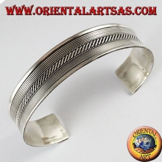 Silver Bracelet, hard-braided lines