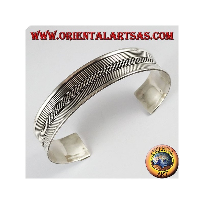 Bracelet en argent, lignes dur tressés